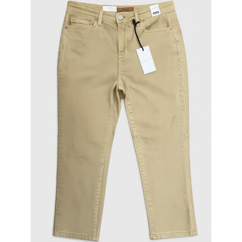 NEW JUDY BLUE women's mid rise capri jean in khaki